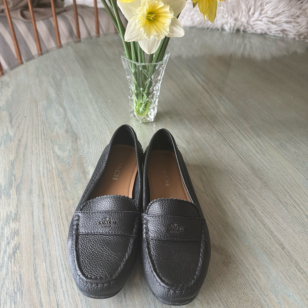 Coach Black Leather Loafers for Women Odette